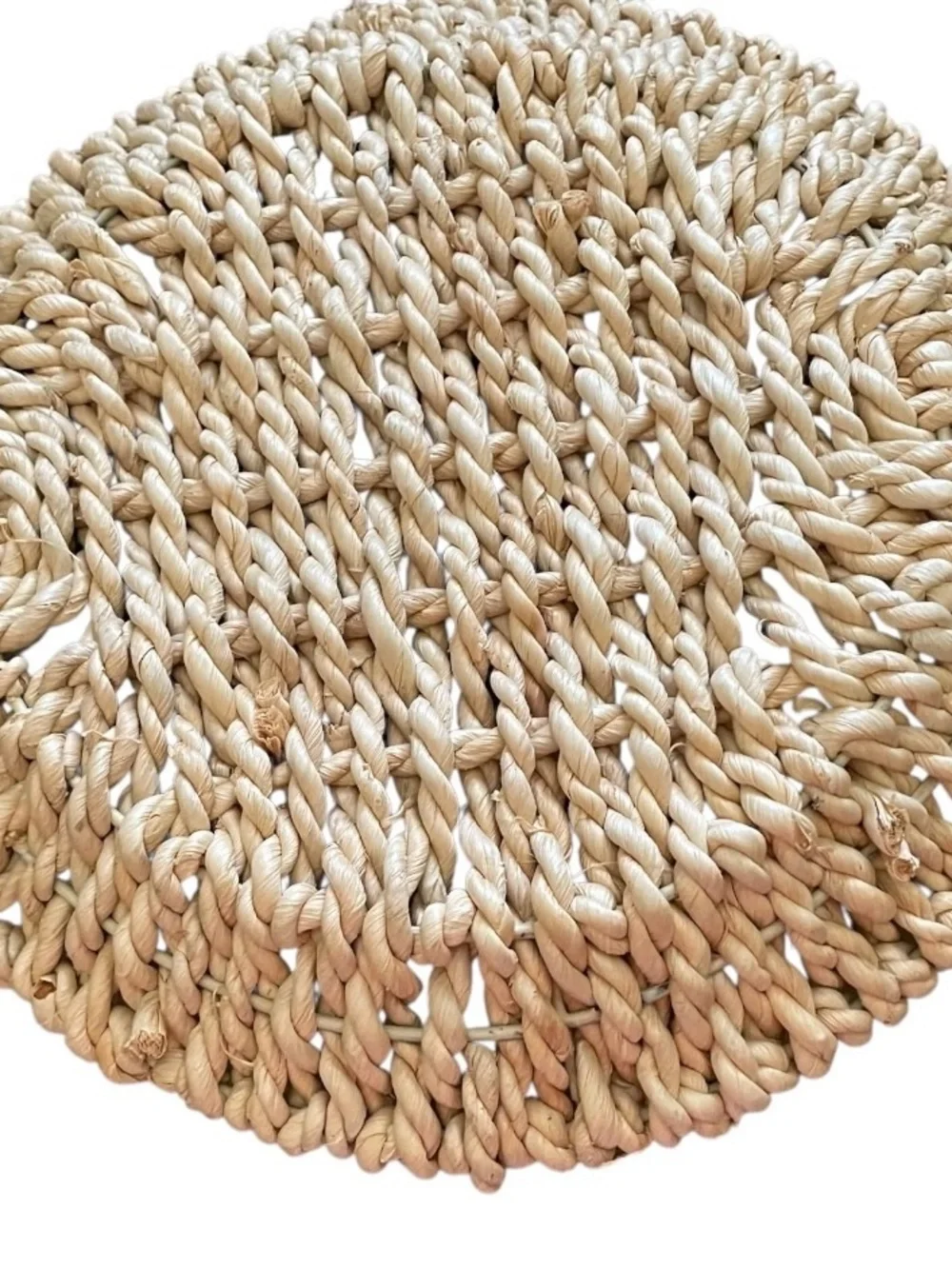 Large Hand-Woven Natural Fiber Over Wire Serving & Decor Basket Tray